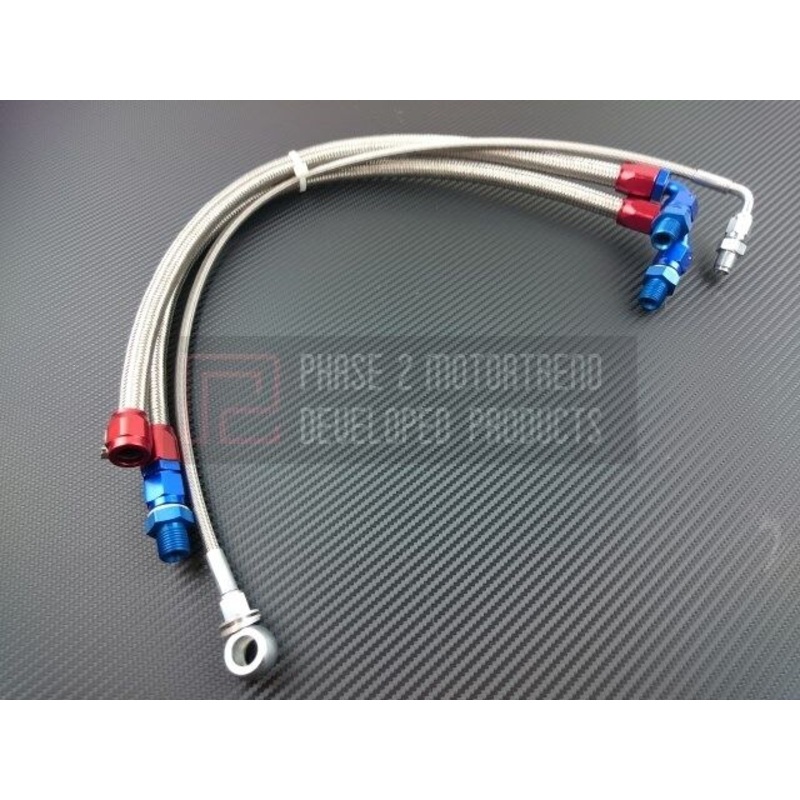Phase 2 Motortrend (P2M) Stainless Steel Braided Turbo Lines Top Mount - Nissan 240sx S13 SR20DET