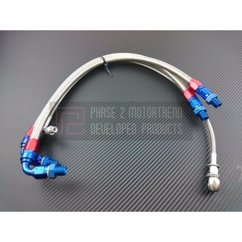 Phase 2 Motortrend (P2M) Stainless Steel Braided Turbo Lines Top Mount - Nissan 240SX S14 S15 SR20DET