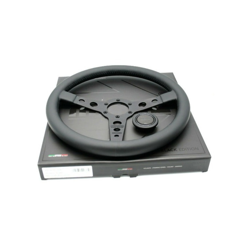 MOMO PROTOTIPO Black Edition Steering Wheel - 350MM - Black Leather / Brushed Black Anodized