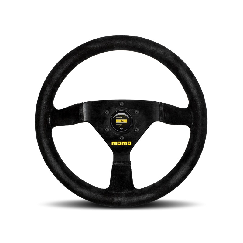 MOMO Race Mod .69 Steering Wheel - 350MM - Black Suede / Brushed Black Anodized