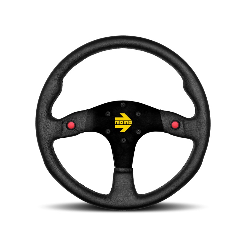 MOMO Race Mod .80 Steering Wheel - 350MM - Black Leather / Brushed Black Anodized