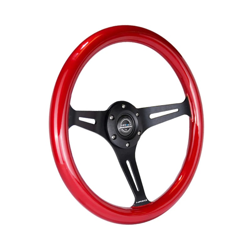 NRG Innovations 350MM 1.5" Deep Dish Wood Grain Steering Wheel - Red Pearl