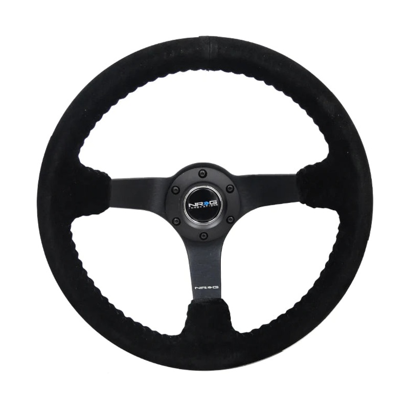 NRG INNOVATIONS 350MM DEEP DISH STEERING WHEEL SUEDE SOLID SPOKE - BLACK