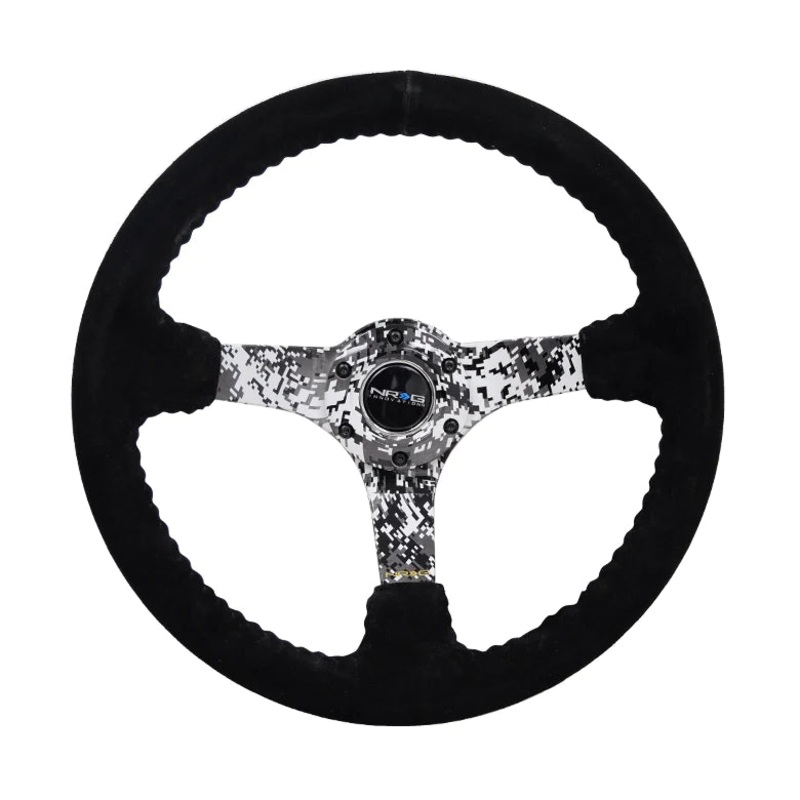 NRG INNOVATIONS 350MM DEEP DISH STEERING WHEEL SUEDE SOLID SPOKE - DIGITAL CAMO