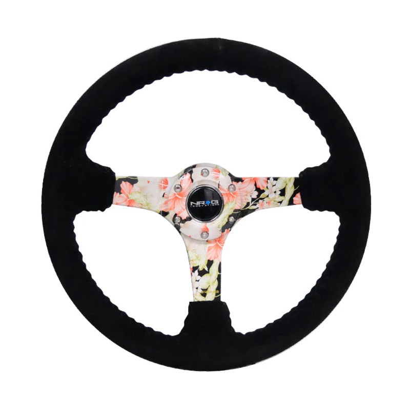 NRG INNOVATIONS 350MM DEEP DISH STEERING WHEEL SUEDE SOLID SPOKE - FLORAL