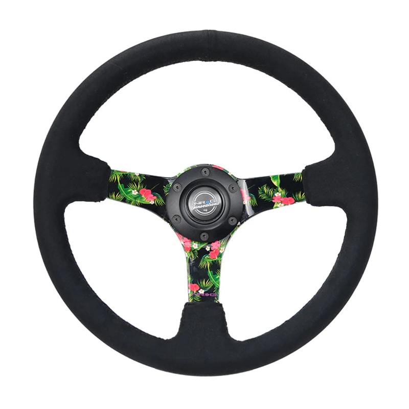 NRG INNOVATIONS 350MM DEEP DISH STEERING WHEEL SUEDE SOLID SPOKE - TROPICAL