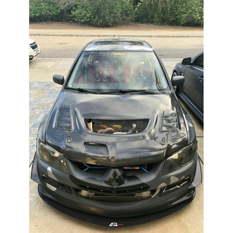 APR Performance Carbon Fiber Front Wind Splitter w/ Rods - Mitsubishi Lancer Evo Evolution 8 (2003-2008)