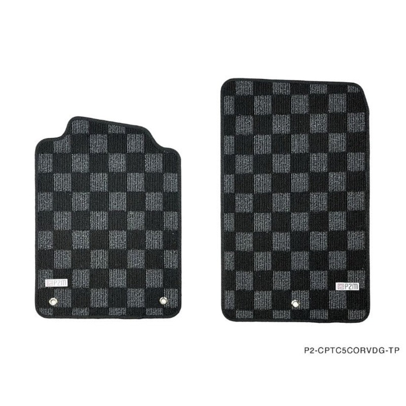 Phase 2 Motortrend (P2M) Checkered Carpet Race Floor Mats - Chevrolet C5 Corvette (1997-2004)
