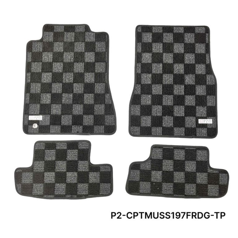 Phase 2 Motortrend (P2M) Checkered Carpet Race Floor Mats - Ford Mustang S197 (2005-2009)