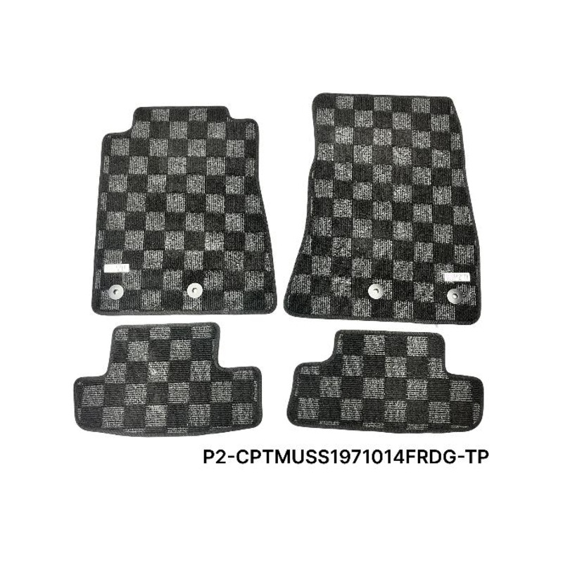 Phase 2 Motortrend (P2M) Checkered Carpet Race Floor Mats - Ford Mustang S197 (2010-2014)