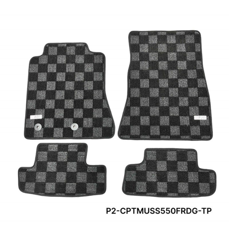 Phase 2 Motortrend (P2M) Checkered Carpet Race Floor Mats - Ford Mustang S550 (2015-2023)