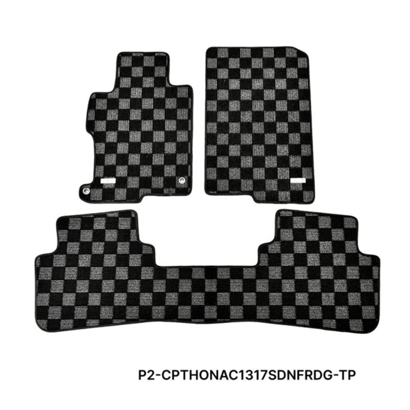 Phase 2 Motortrend (P2M) Checkered Carpet Race Floor Mats - Honda Accord Sedan (2013-2017)