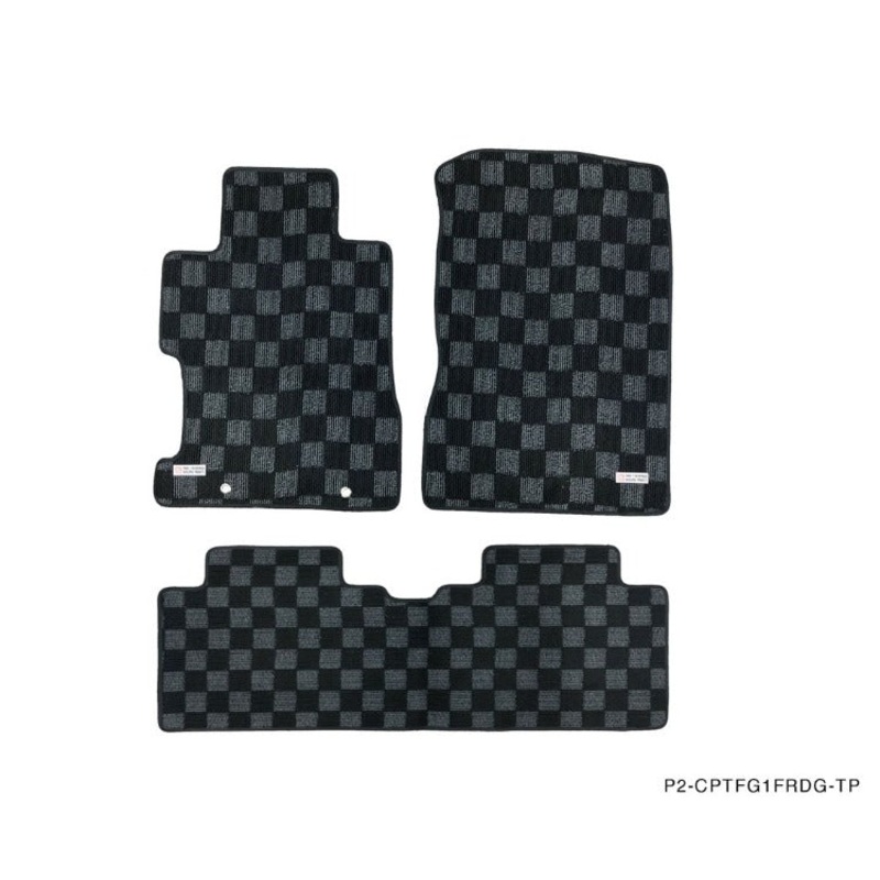 Phase 2 Motortrend (P2M) Checkered Carpet Race Floor Mats - Honda Civic Sedan FA5 (2006-2011)