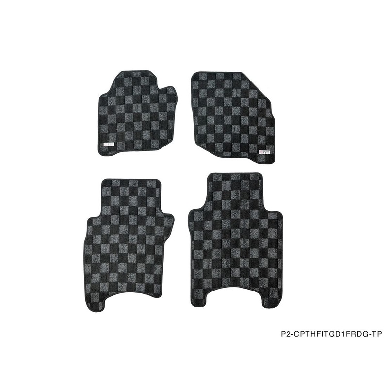 Phase 2 Motortrend (P2M) Checkered Carpet Race Floor Mats - Honda Fit GD (2001-2008)