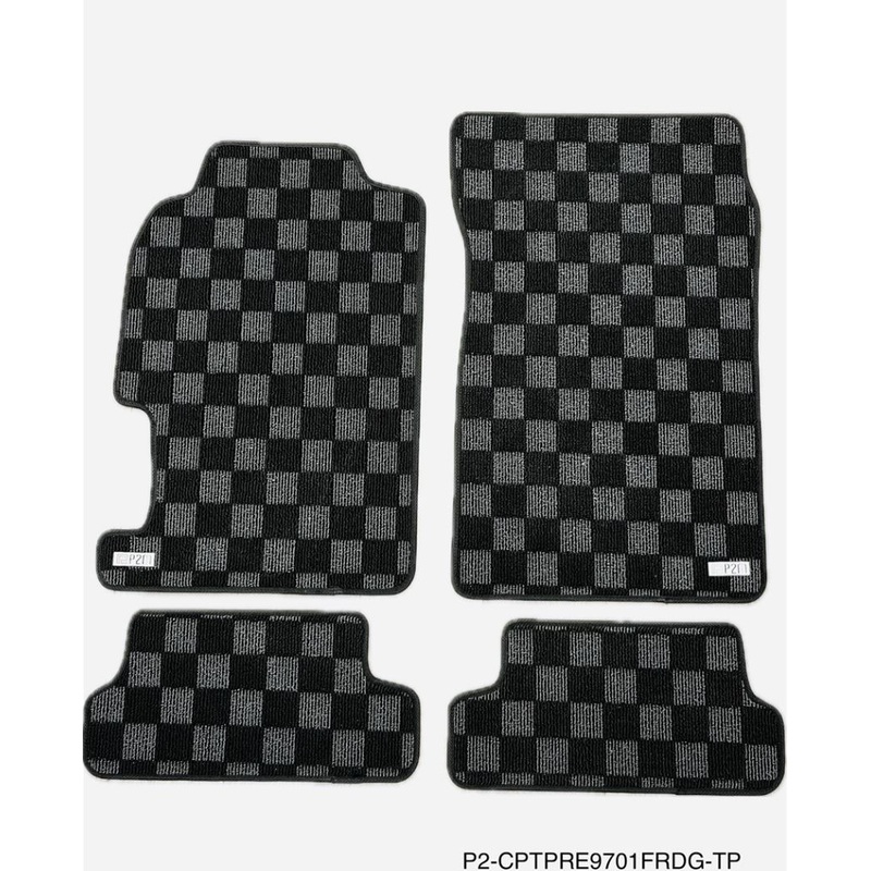 Phase 2 Motortrend (P2M) Checkered Carpet Race Floor Mats - Honda Prelude BB6 (1997-2001)