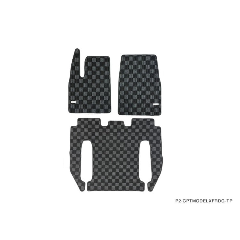Phase 2 Motortrend (P2M) Checkered Carpet Race Floor Mats - Tesla Model X (2021+)