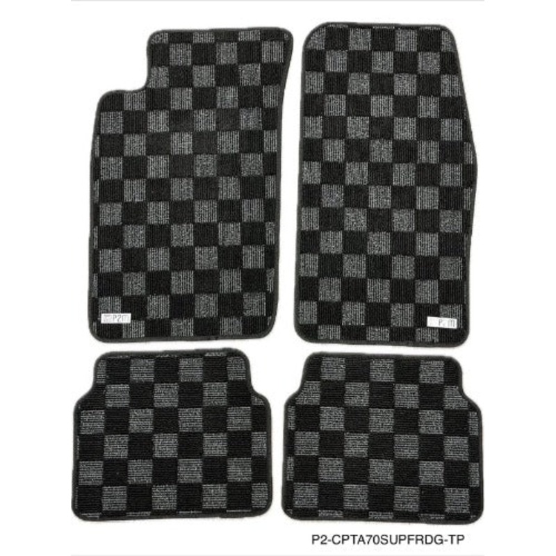 Phase 2 Motortrend (P2M) Checkered Carpet Race Floor Mats - Toyota Supra A70 (1986-1992)