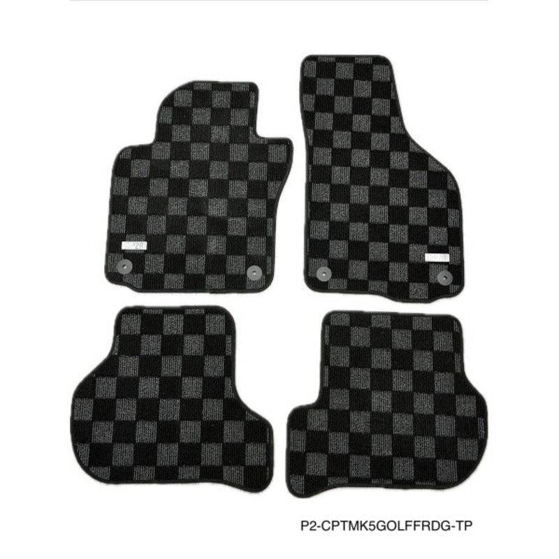 Phase 2 Motortrend (P2M) Checkered Carpet Race Floor Mats - Volkswagen MK5 GTI Hatch (2004-2009)