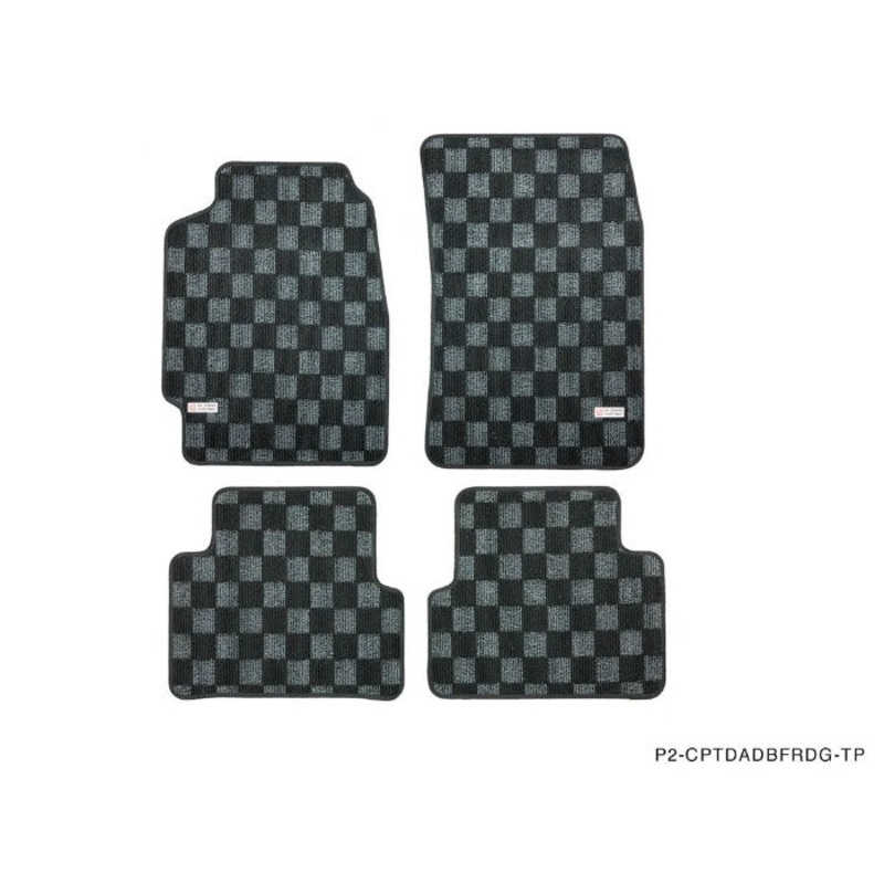 Phase 2 Motortrend (P2M) Checkered Flag Race Carpet Floor Mats Front & Rear - Acura Integra DA / DB (1990-1993)