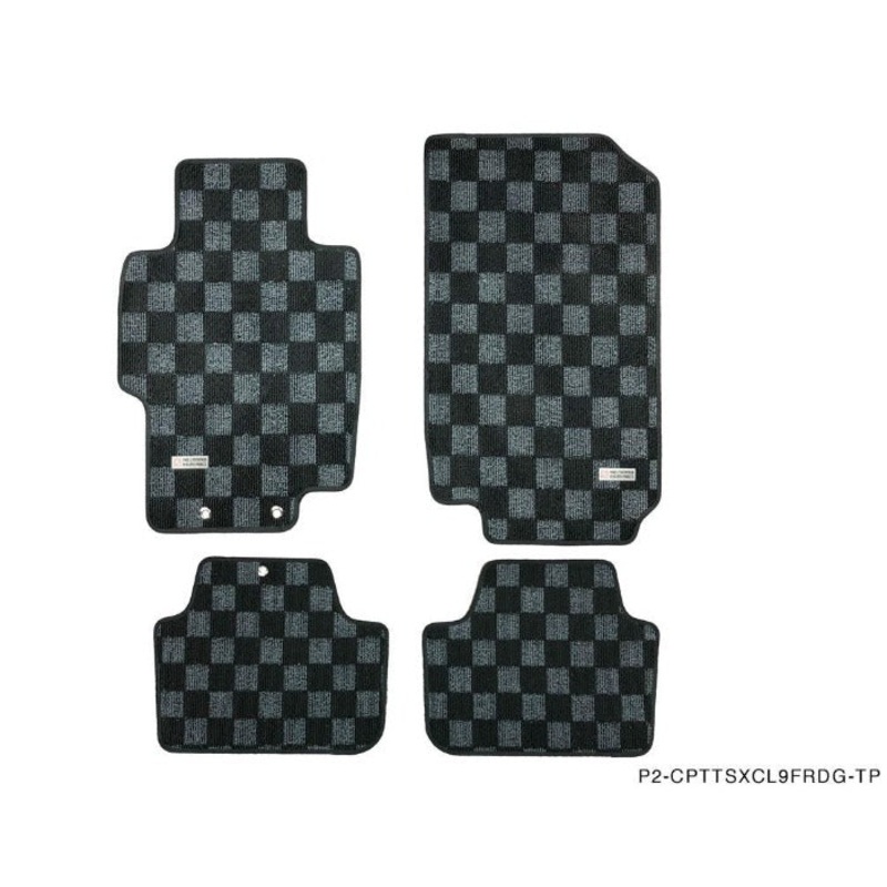 Phase 2 Motortrend (P2M) Checkered Flag Race Carpet Floor Mats Front & Rear - Acura TSX CL9 (2003-2007)