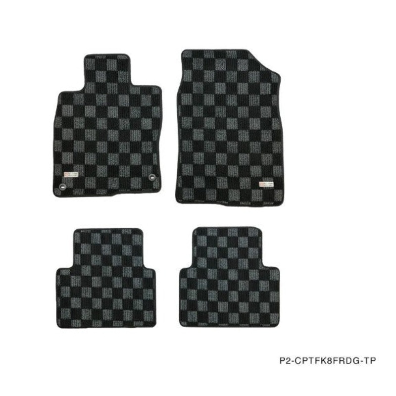 Phase 2 Motortrend (P2M) Checkered Flag Race Carpet Floor Mats Front & Rear - Honda Civic & Type R (2015-2022)