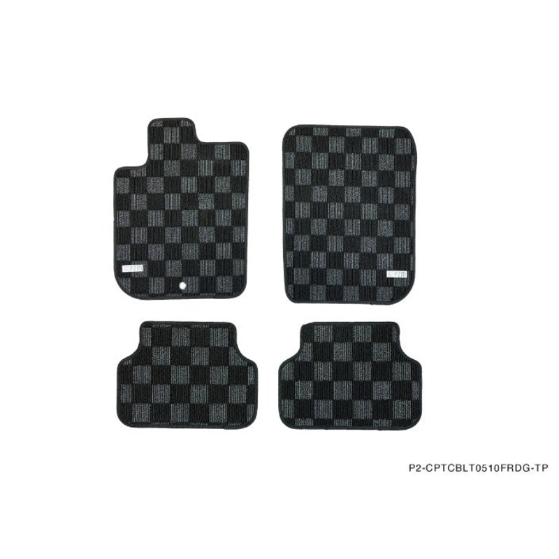 Phase 2 Motortrend (P2M) Checkered Flag Race Carpet Floor Mats Set - Chevrolet Cobalt (2005-2010)