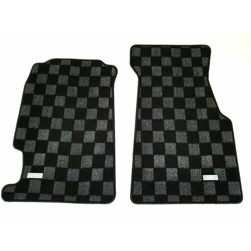 Phase 2 Motortrend (P2M) Checkered Flag Race Carpet Floor Mats Set - Honda Civic Del Sol (1992-1994)
