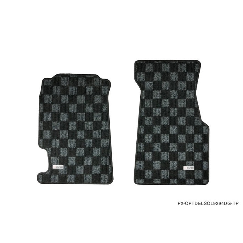 Phase 2 Motortrend (P2M) Checkered Flag Race Carpet Floor Mats Set - Honda Civic Del Sol (1995-1998))