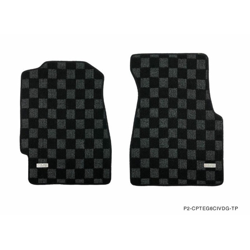 Phase 2 Motortrend (P2M) Checkered Flag Race Standard Carpet Floor Mats - Honda Civic EG6 Hatch CRX