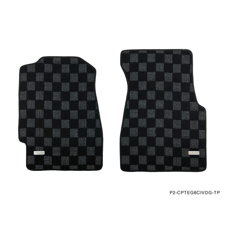 Phase 2 Motortrend (P2M) Checkered Flag Race Standard Coverage Carpet Floor Mats - Honda Civic EG6 Hatchback (1991-1995)