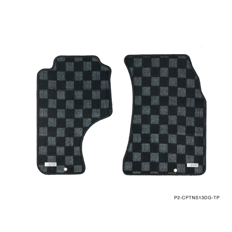 Phase 2 Motortrend (P2M) Checkered Race Carpet Floor Mats (Dark Grey) - Nissan 240sx S13 (1989-1994)