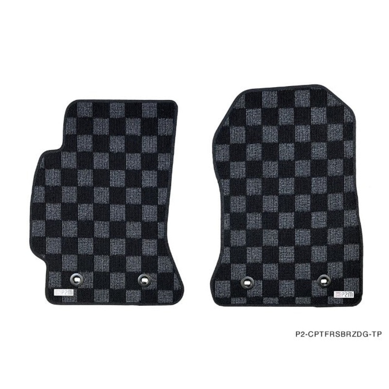 Phase 2 Motortrend (P2M) Checkered Race Carpet Floor Mats - Scion FR-S (2013-2016)