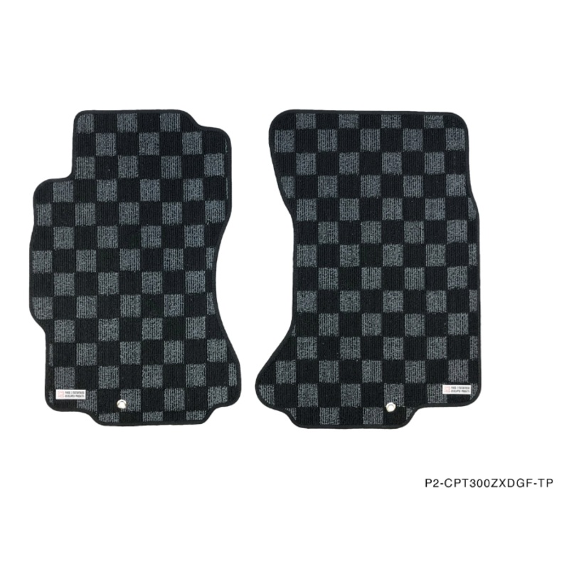 Phase 2 Motortrend (P2M) Checkered Race Carpet Floor Mats Set - Nissan Z32 300zx Coupe (1990-1996)