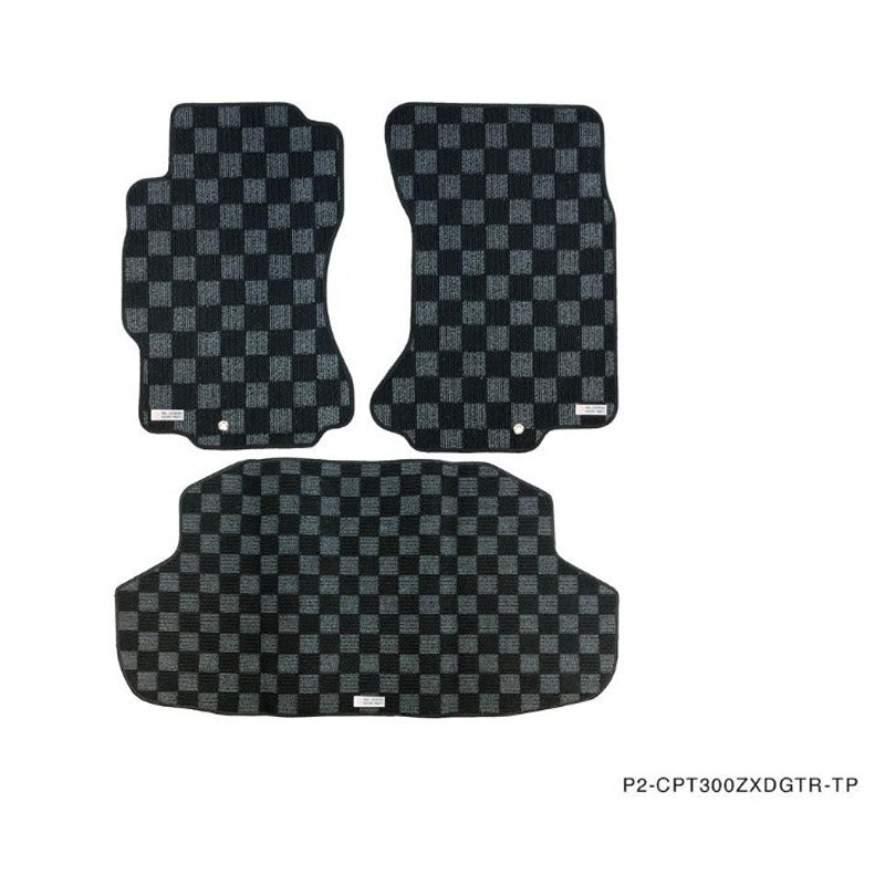 Phase 2 Motortrend (P2M) Checkered Race Carpet Floor Mats & Trunk Mat - Nissan Z32 300zx (1990-1996)