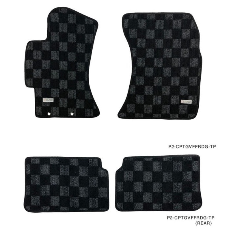 Phase 2 Motortrend (P2M) Front & Rear Checkered Carpet Floor Mats - Subaru WRX & STI GVF (2011-2014)