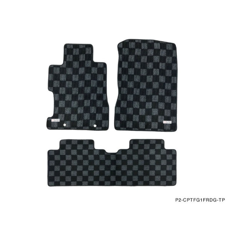 Phase 2 Motortrend (P2M) Front & Rear Checkered Race Carpet Floor Mats - Honda Civic & Si Coupe FG1 (2006-2011)