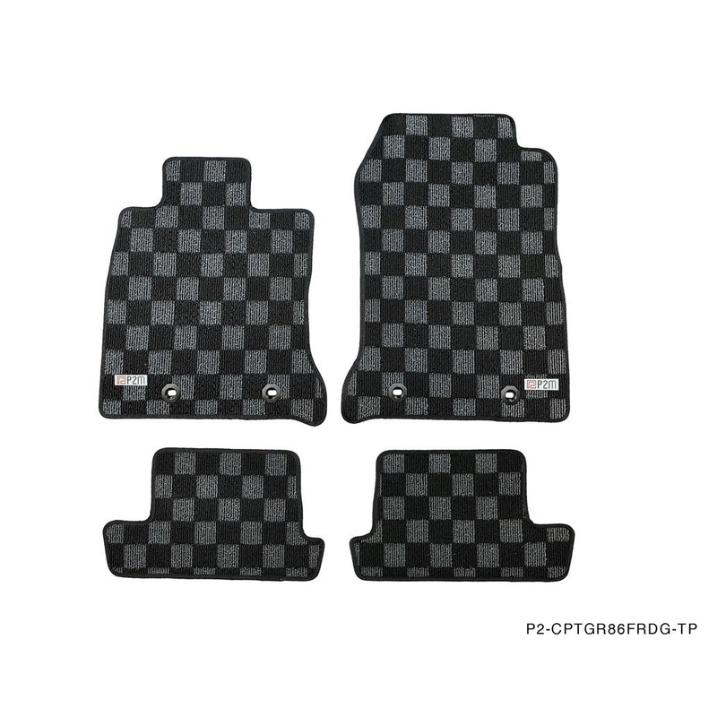 Phase 2 Motortrend (P2M) Front & Rear Checkered Race Carpet Floor Mats - Subaru BRZ (2022+)