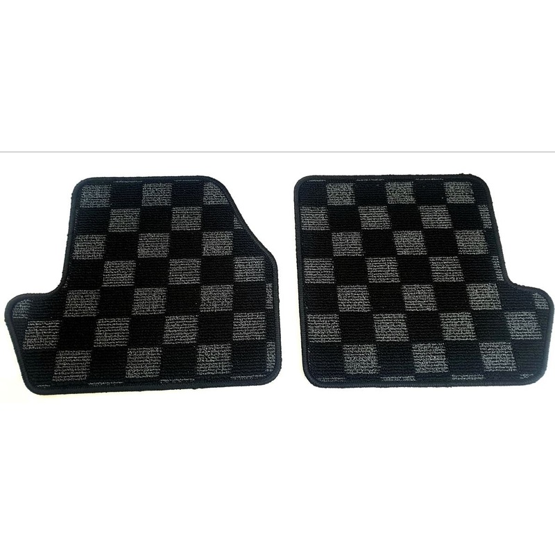 Phase 2 Motortrend (P2M) REAR Checkered Race Carpet Floor Mats (Dark Grey) - Nissan 240sx S14 (1995-1998)