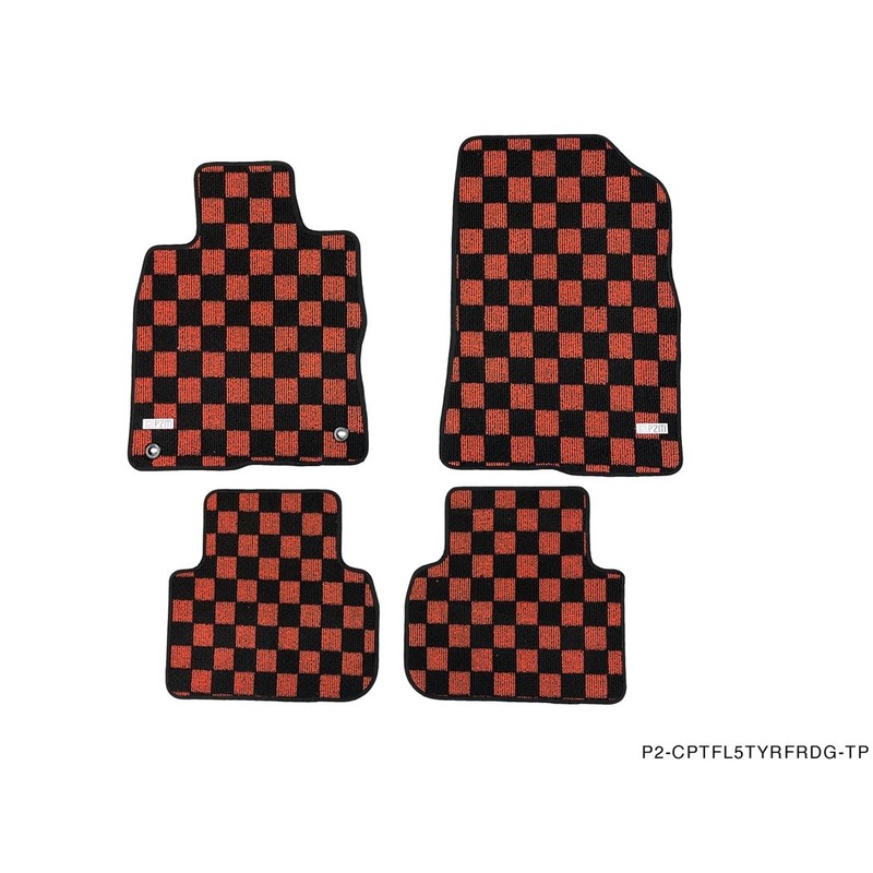 Phase 2 Motortrend (P2M) Red Checkered Carpet Race Floor Mats - Acura Integra DE5 (2023+)