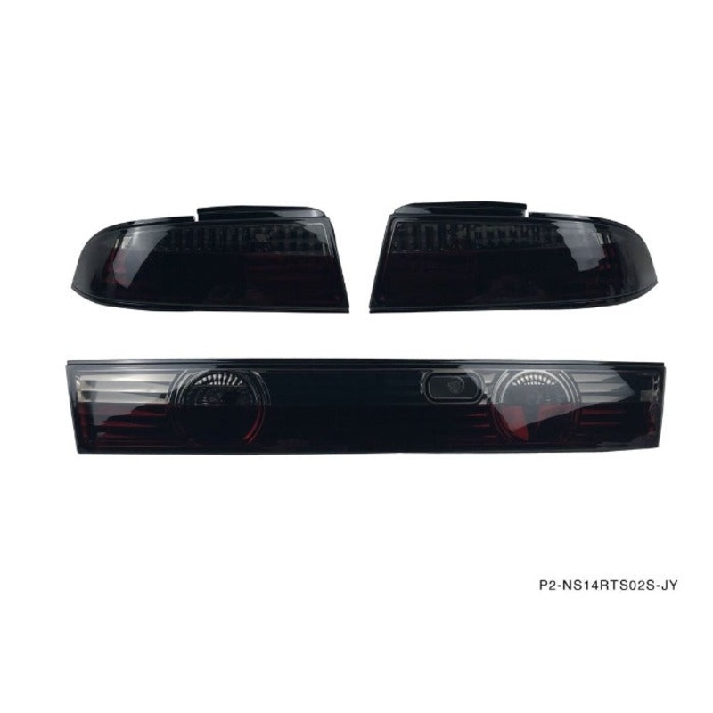 Phase 2 Motortrend (P2M) 3pc Crystal Clear Smoked LED Rear Taillights - Nissan 240sx S14 (1995-1998)