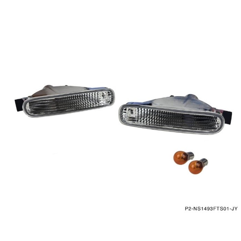 Phase 2 Motortrend (P2M) Clear Front Turn Signal Lights - Nissan 240sx S14 Zenki Navan Front Bumper(1995-1996)