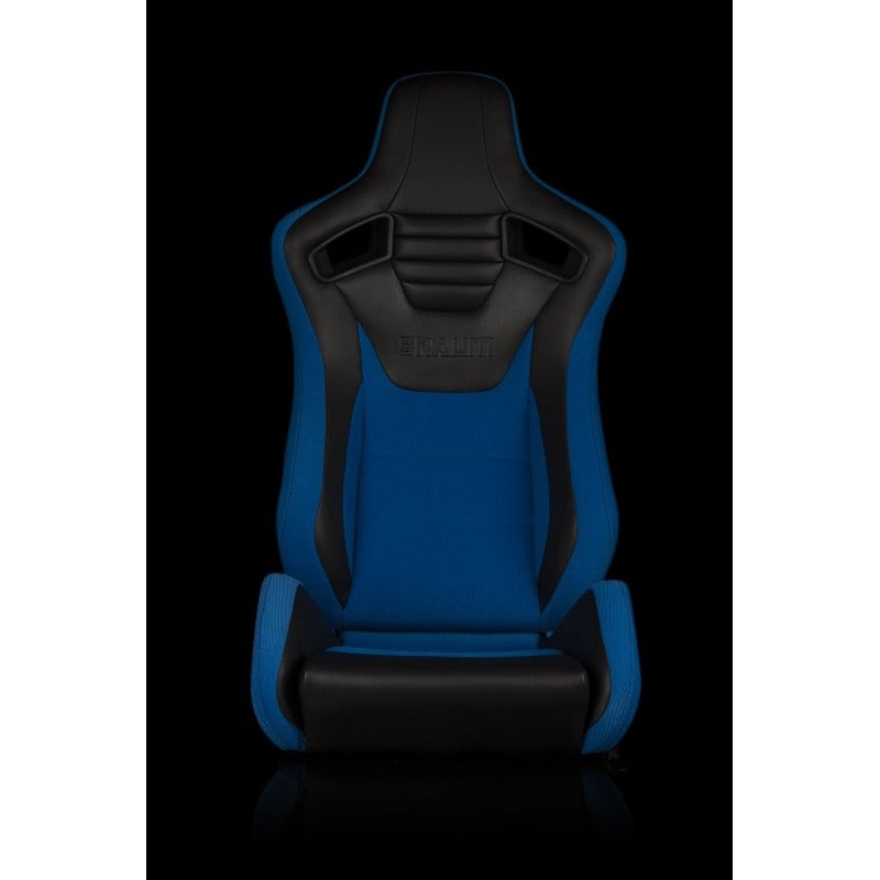 BRAUM Racing Elite S Reclining Bucket Seats Pair - Black & Blue Leatherette - Universal