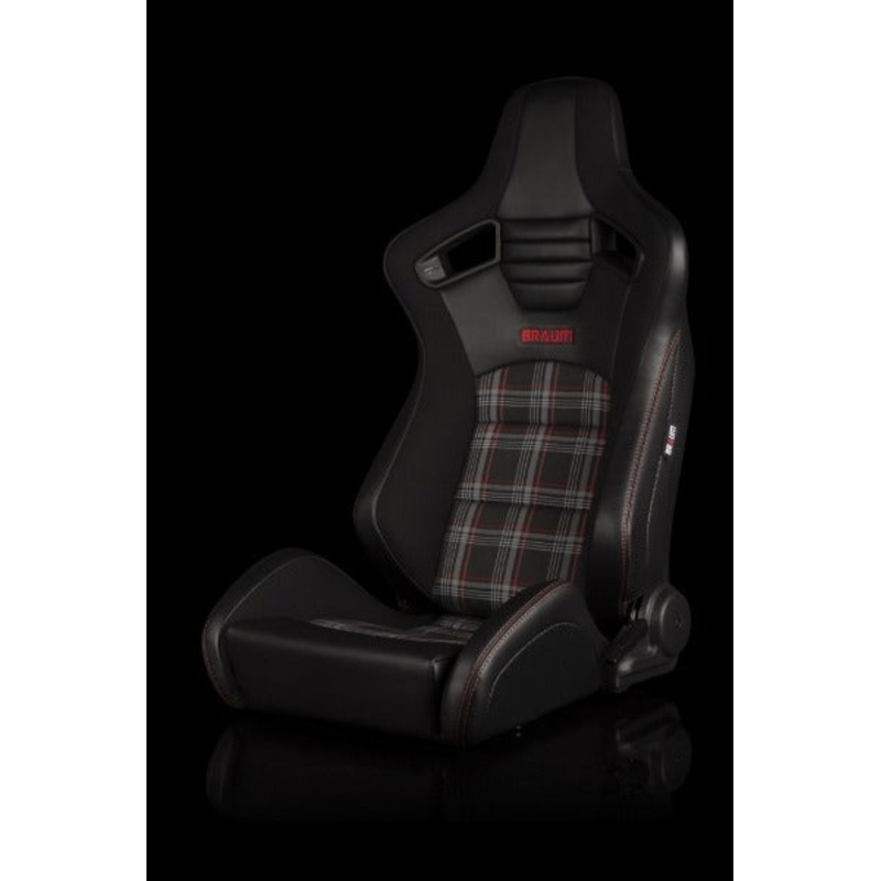 BRAUM Racing Elite S Reclining Bucket Seats Pair - Black & Red Plaid - Universal