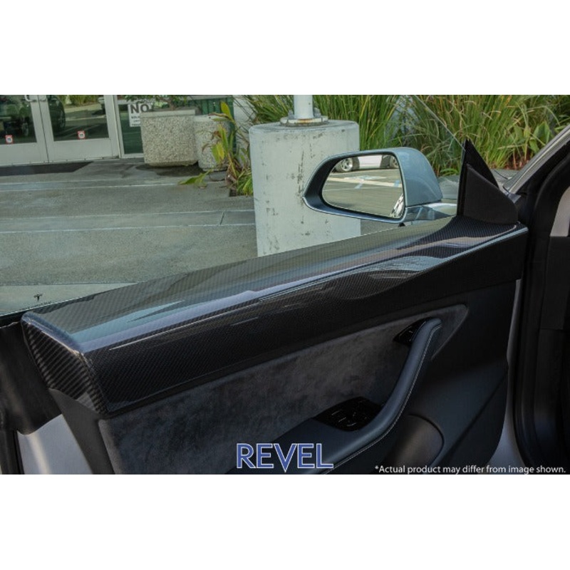 Revel GT Dry Carbon Fiber Door Trims Front Left & Right - Tesla Model 3 (2017-2020)