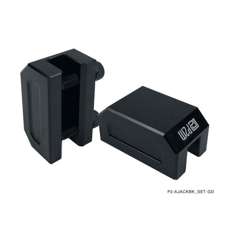 Phase 2 Motortrend (P2M) Black Aluminum Frame Rail Jack Adapters Set - Universal