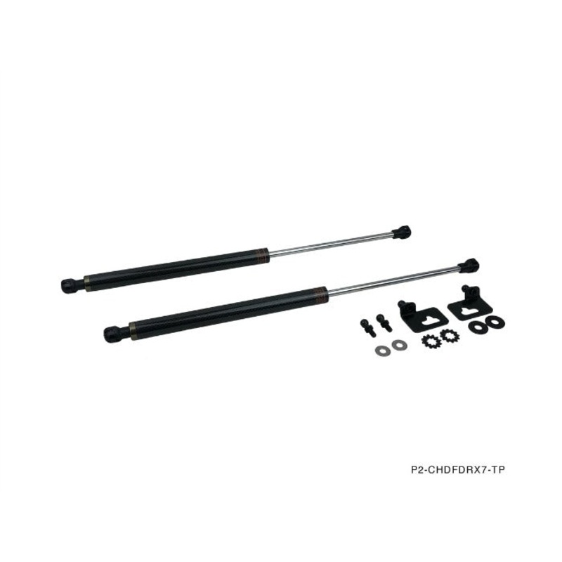 Phase 2 Motortrend (P2M) Carbon Fiber Series Engine Hood Bonnet Dampers Set - Mazda RX-7 FD3S (93-97)