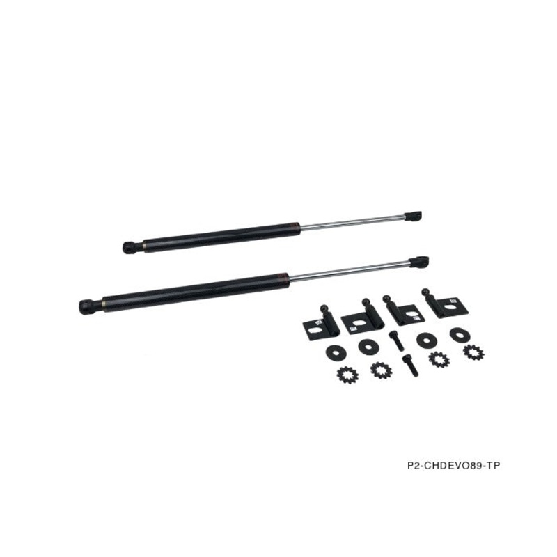Phase 2 Motortrend (P2M) Carbon Fiber Series Engine Hood Bonnet Dampers Set - Mitsubishi Lancer Evolution EVO 9