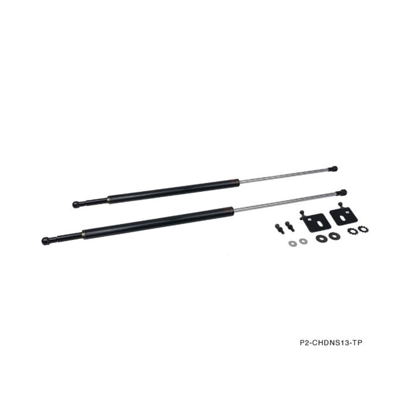 Phase 2 Motortrend (P2M) Carbon Fiber Series Engine Hood Bonnet Dampers Set - Nissan 240sx S13 (1989-1994)