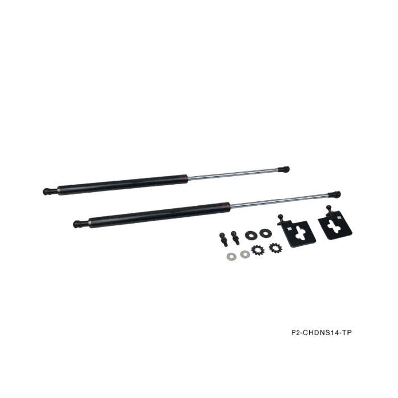 Phase 2 Motortrend (P2M) Carbon Fiber Series Engine Hood Bonnet Dampers Set - Nissan 240sx S14 (1995-1998)