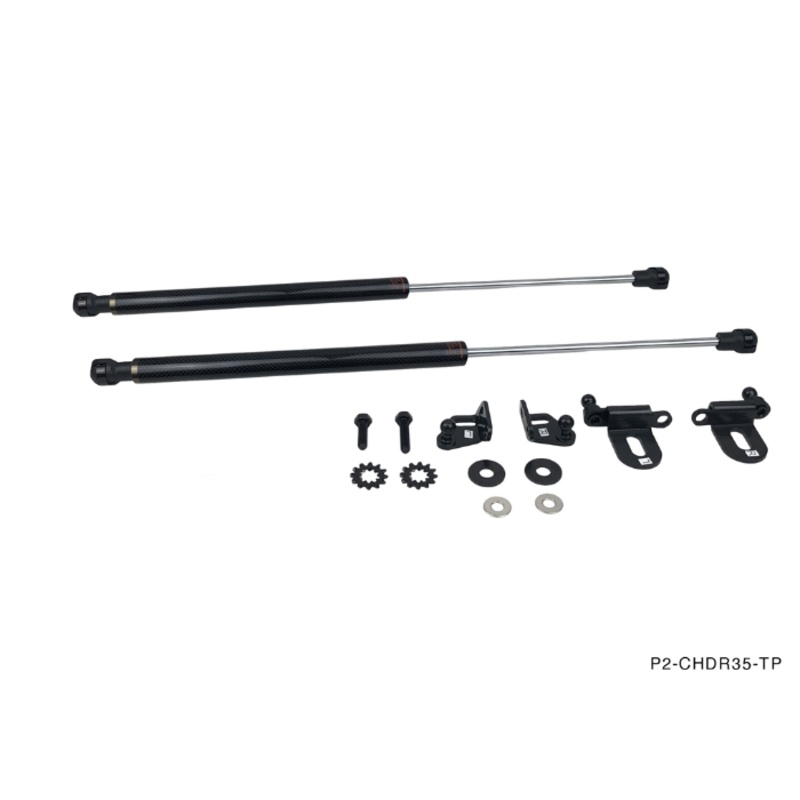 Phase 2 Motortrend (P2M) Carbon Fiber Series Engine Hood Bonnet Dampers Set - Nissan R35 GT-R (2008+)